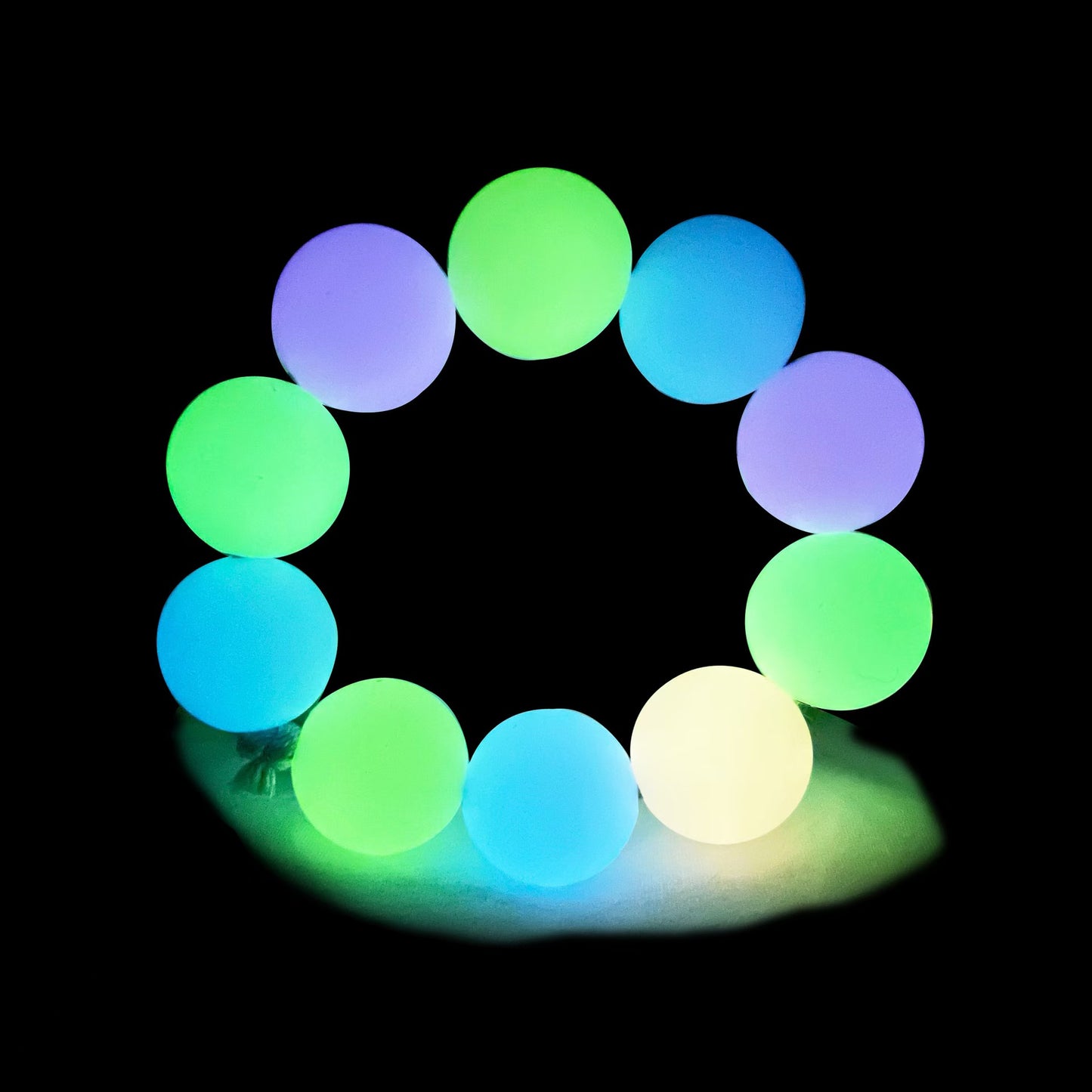 15mm Round Silicone Beads - Glow in the Dark